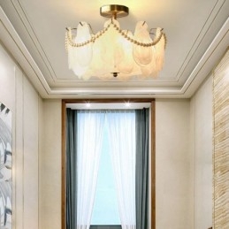 Europeisk Taklampe I Jern Elegant Taklampe I Glass