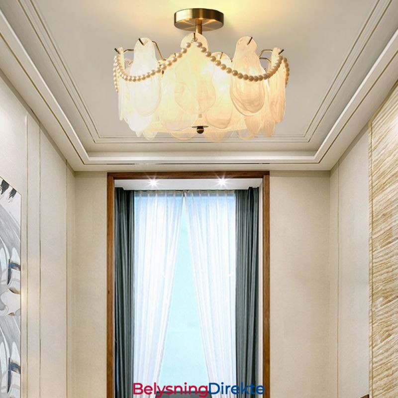 Europeisk Taklampe I Jern Elegant Taklampe I Glass