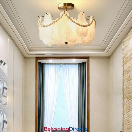 Europeisk Taklampe I Jern Elegant Taklampe I Glass