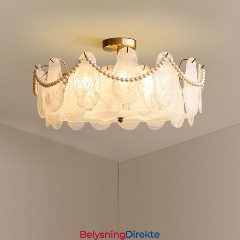 Europeisk Taklampe I Jern Elegant Taklampe I Glass