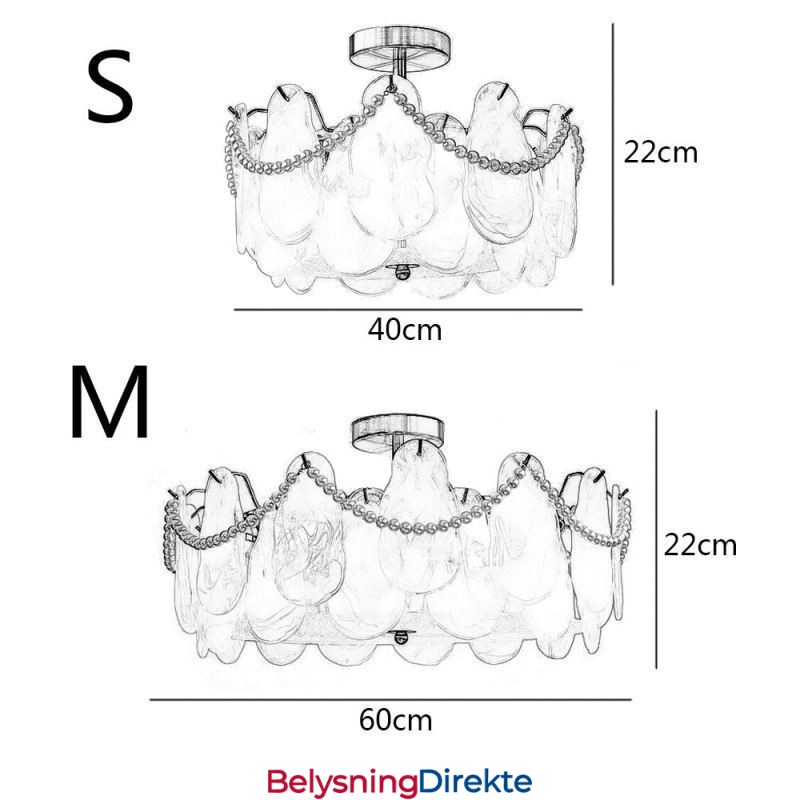 Europeisk Taklampe I Jern Elegant Taklampe I Glass