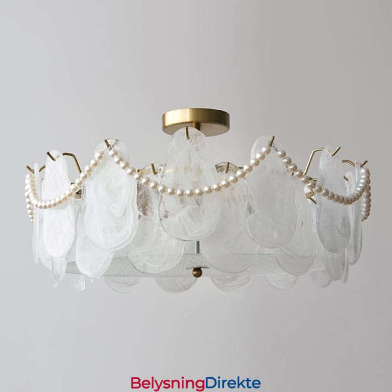 Europeisk Taklampe I Jern Elegant Taklampe I Glass