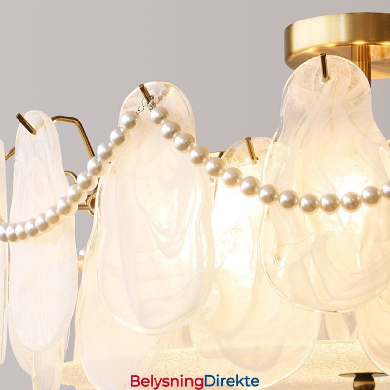 Europeisk Taklampe I Jern Elegant Taklampe I Glass