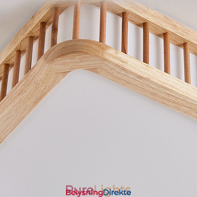 Japansk Taklampe Firkantet Taklampe I Tre