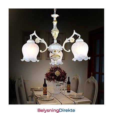 Lysekrone Med Tre Lys, Hvit, Europeisk, Retro, Klassisk