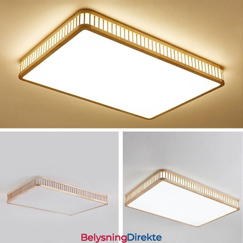 Japansk Akryl Taklampe Rektakulær Taklampe I Gummitre