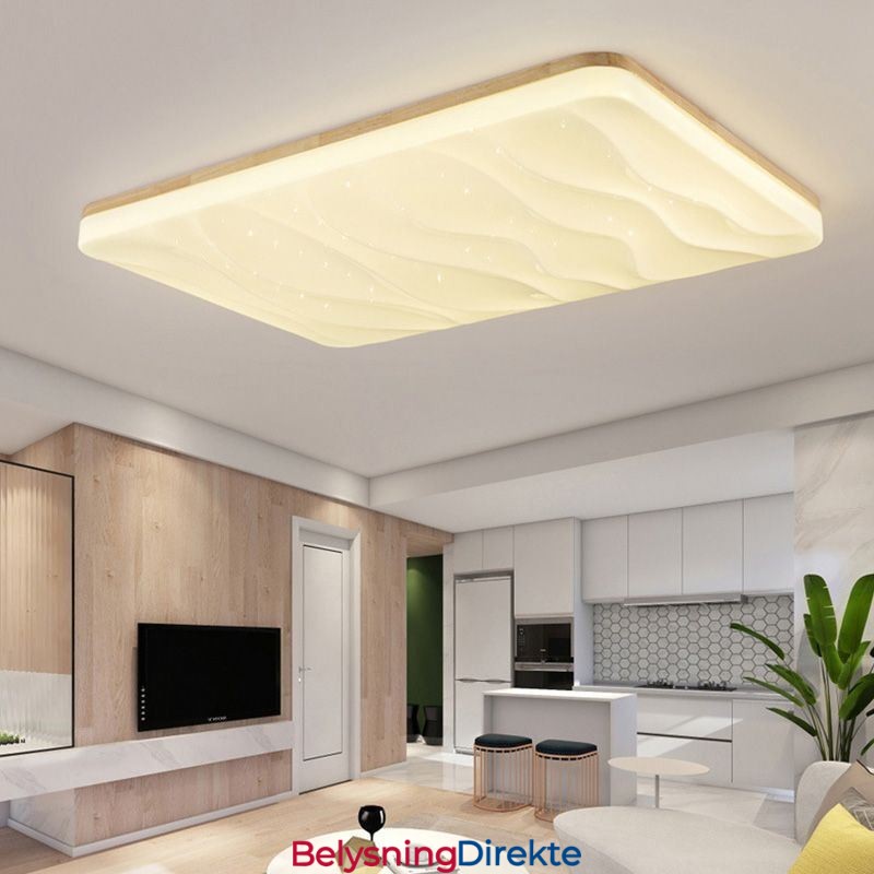 Japansk Akryl Taklampe Rektangulær Bølgepapp Taklampe