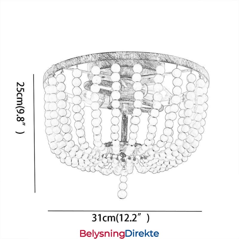 Treperlet Taklampe I Gårdshus Med Treperler, Innfelt, 3 Lysarmaturer