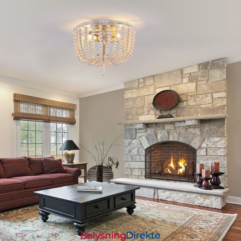 Treperlet Taklampe I Gårdshus Med Treperler, Innfelt, 3 Lysarmaturer