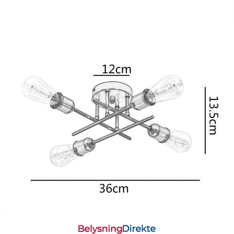 Innfelt Taklampe Med 4 Lysuttak