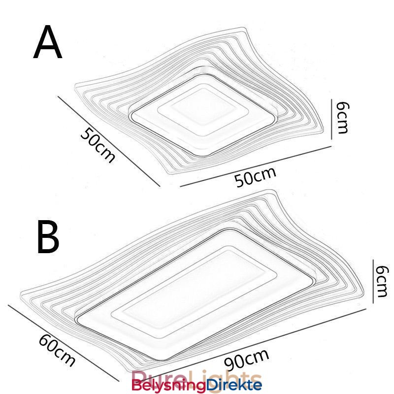 Moderne Taklampe, Innfelt, Firkantet Taklampe