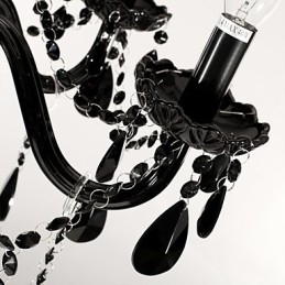 Lysekrone I Svart Krystall, Moderne, 6 Lys