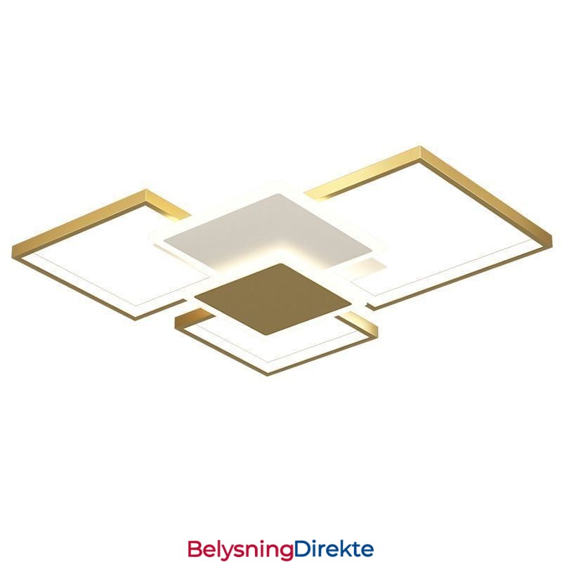 Moderne Gyllen, Innfelt Geometrisk Lysarmatur I Tak Med 2 Lag