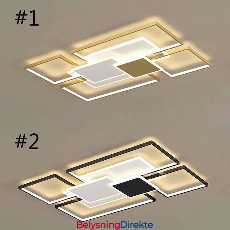 Moderne Gyllen, Innfelt Geometrisk Lysarmatur I Tak Med 2 Lag