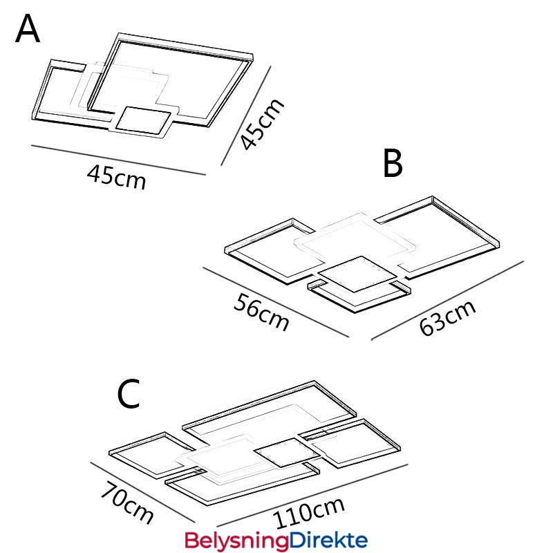 Moderne Gyllen, Innfelt Geometrisk Lysarmatur I Tak Med 2 Lag