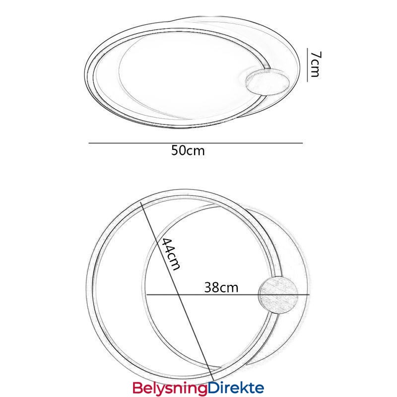 Moderne Innfelt Akryl Taklampe Med 2 Ringer