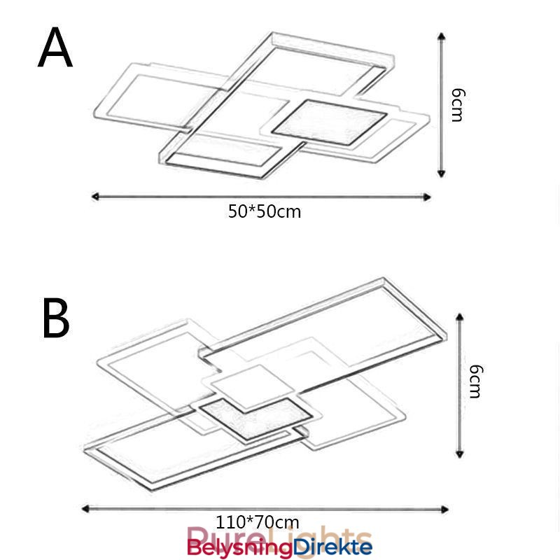 Moderne Taklampe Firkantet Akryl Innfelt Taklampe