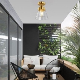 Moderne Taklampe I Glass Med 1 Lyspære I Messingfinish