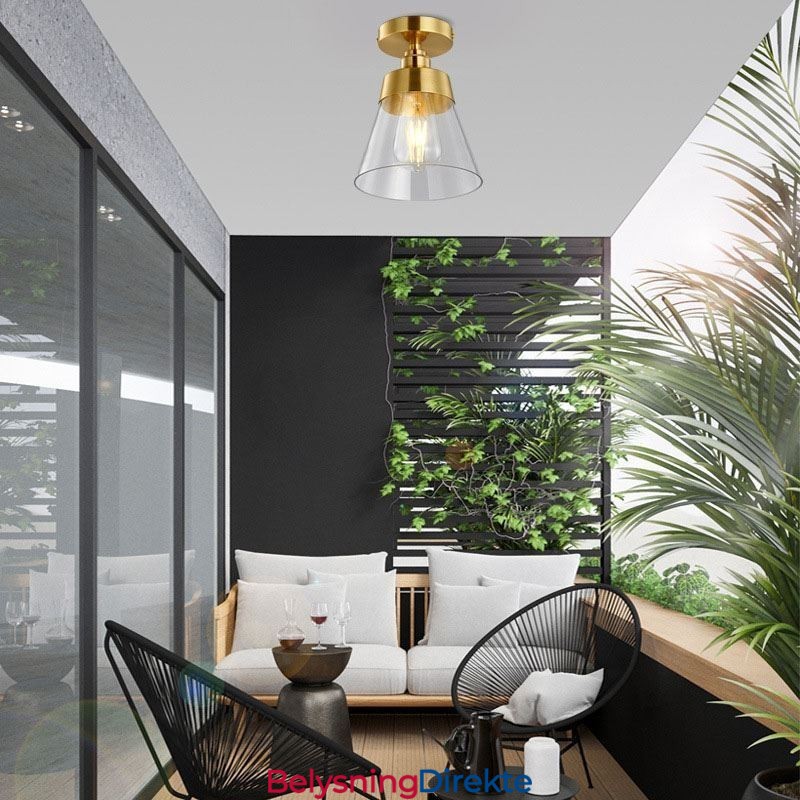 Moderne Taklampe I Glass Med 1 Lyspære I Messingfinish