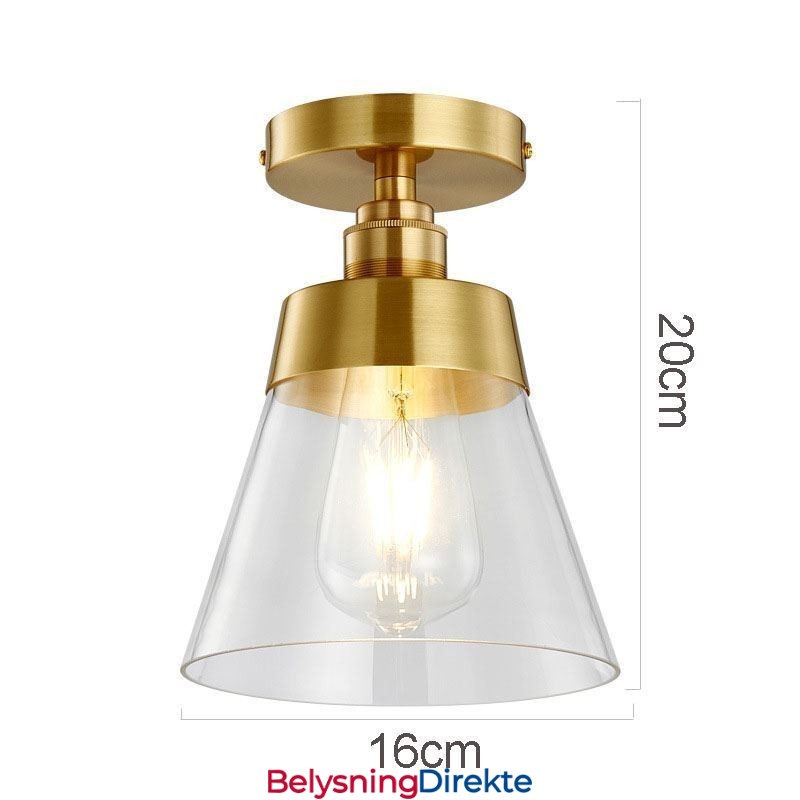 Moderne Taklampe I Glass Med 1 Lyspære I Messingfinish