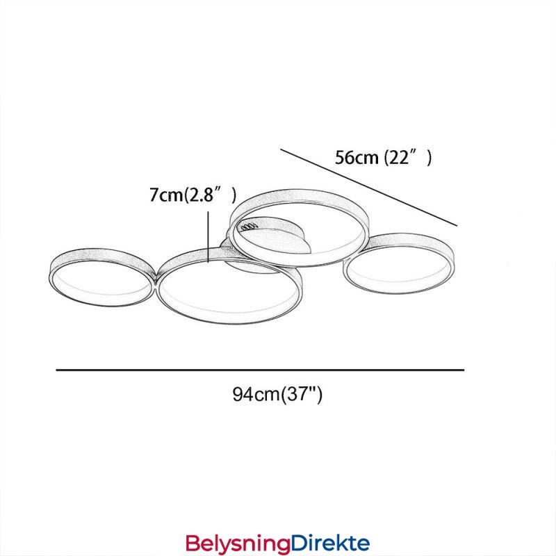 Taklampe 7200Lm 4 Rings Lysarmatur