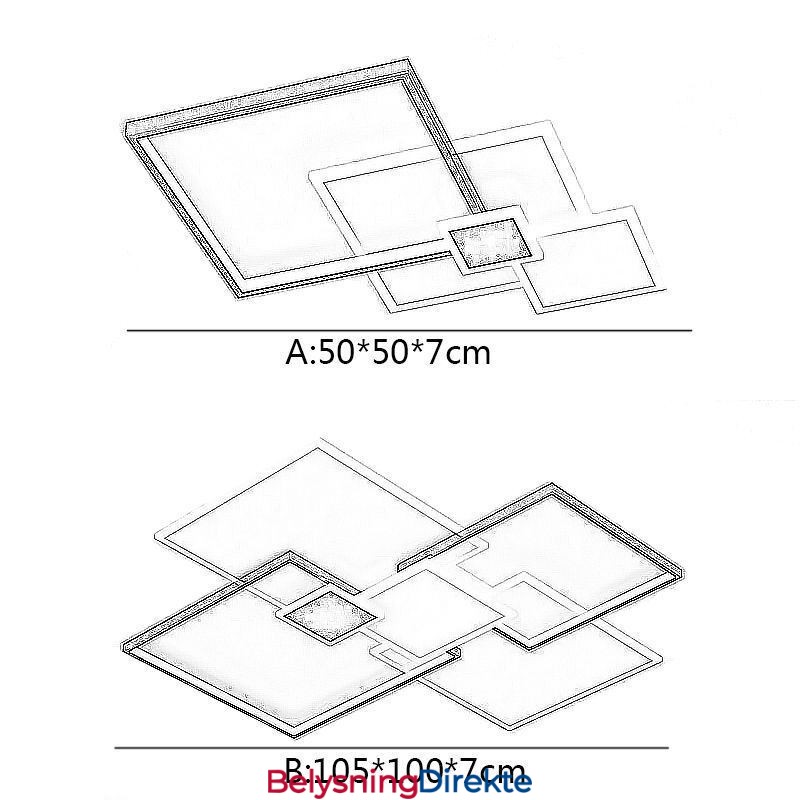 Innfelt Firkantet Taklampe