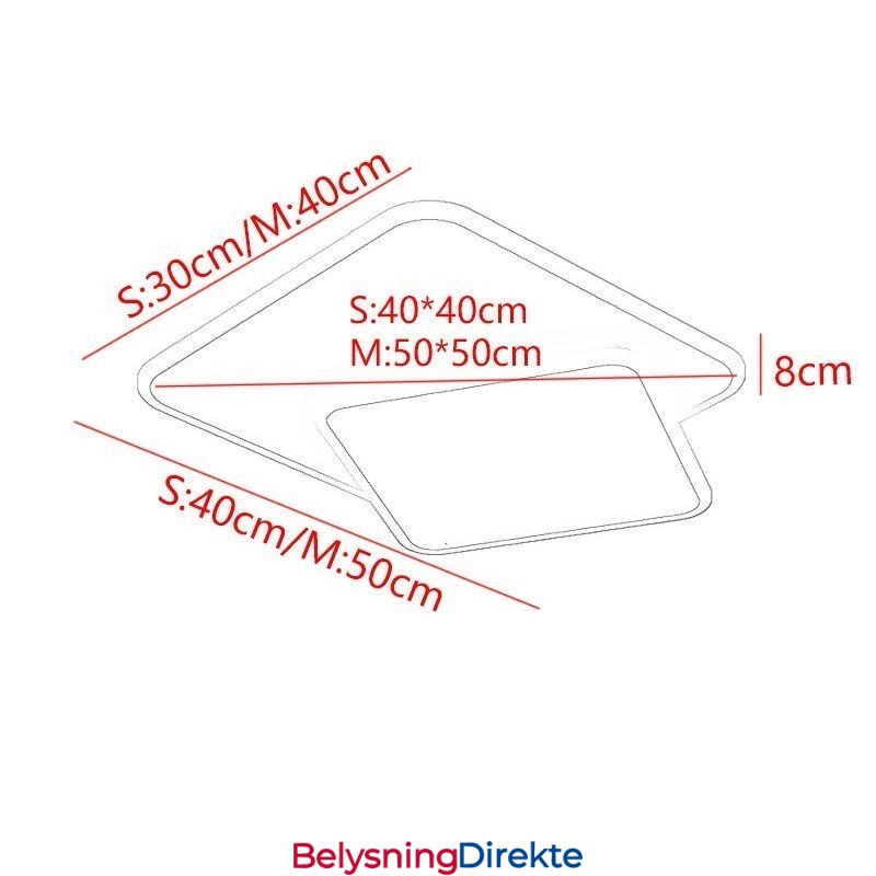 Innfelt Dobbel Firkantet Taklampe