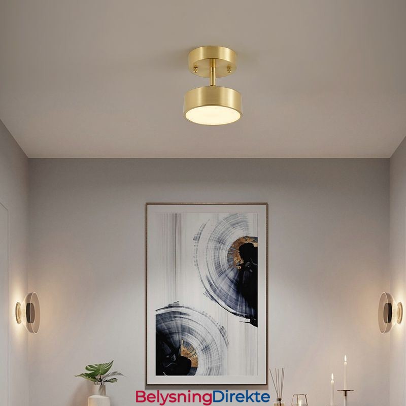 Mini Rund Taklampe I Gullkobber