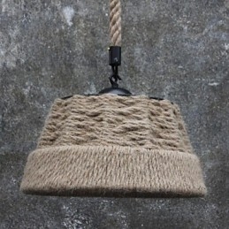 Retro Håndlaget Hamptau-Lysekronelampe I Industriell Landlig Stil