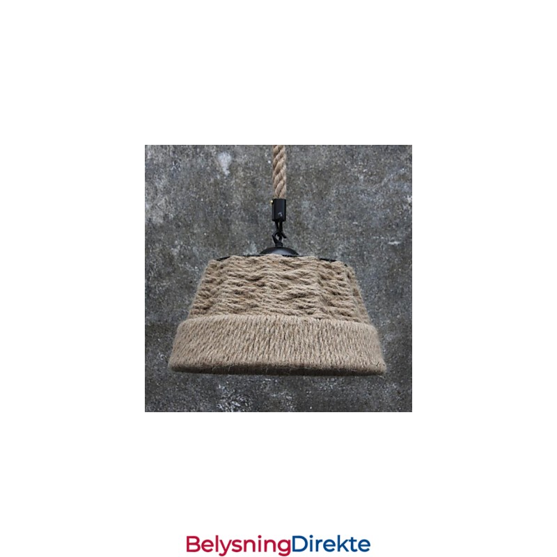 Retro Håndlaget Hamptau-Lysekronelampe I Industriell Landlig Stil