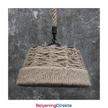 Retro Håndlaget Hamptau-Lysekronelampe I Industriell Landlig Stil