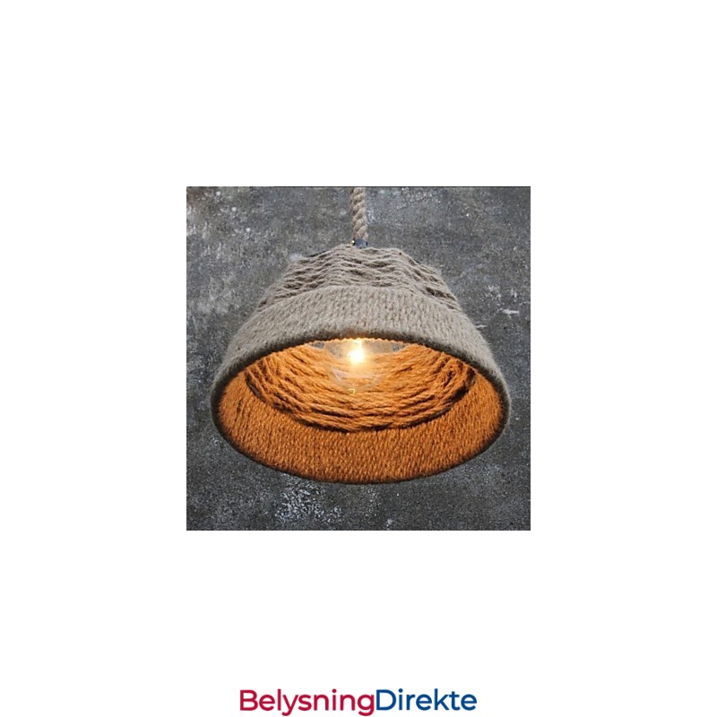 Retro Håndlaget Hamptau-Lysekronelampe I Industriell Landlig Stil