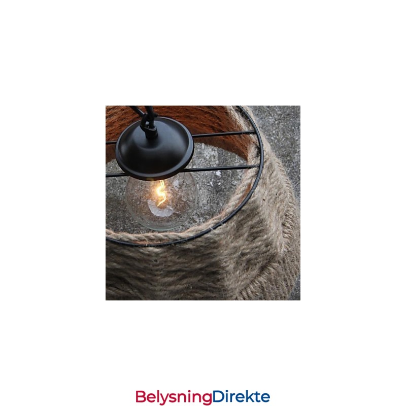 Retro Håndlaget Hamptau-Lysekronelampe I Industriell Landlig Stil