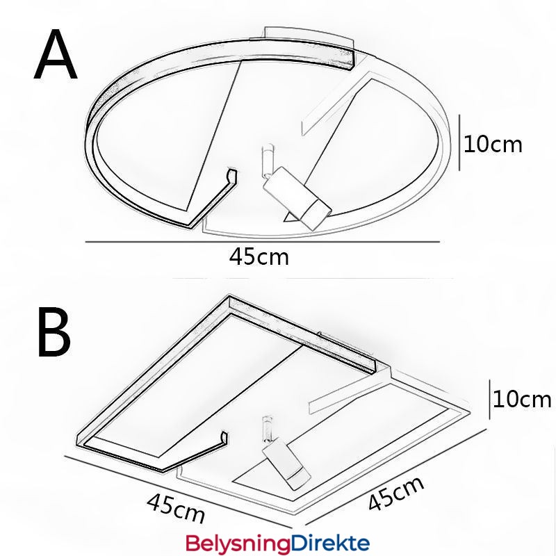 Taklampe I Svart Og Hvit Akrylbelysningsspotlight