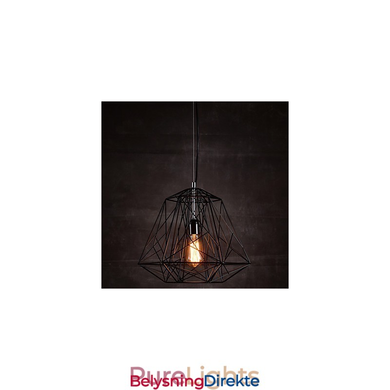 Pendel I Svart Flettet Lampeskjerm