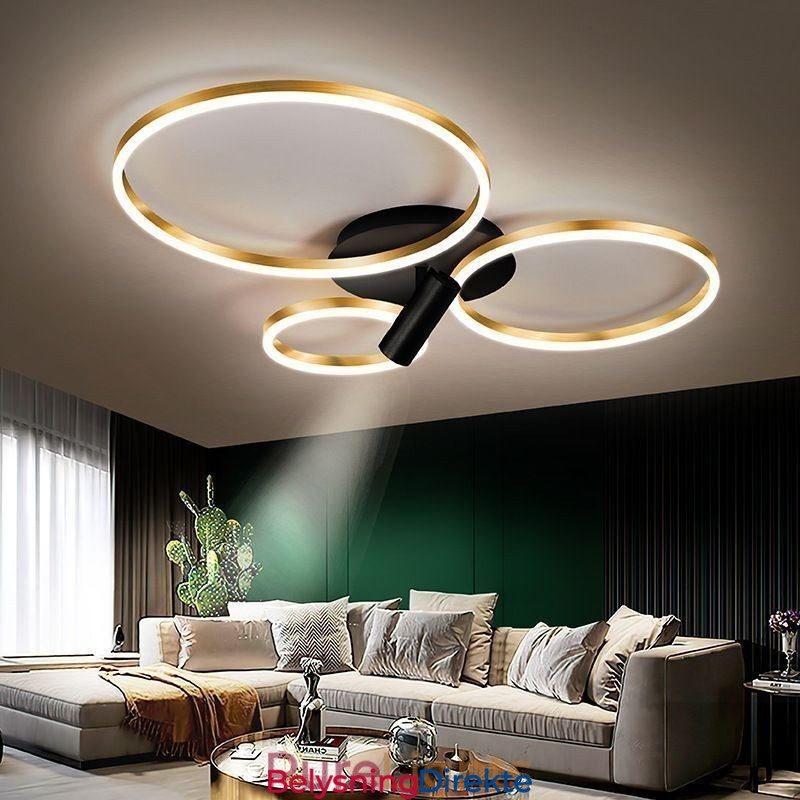 Taklampe Med Børstet Gullfarget Halo-Ringbelysning Spotlight