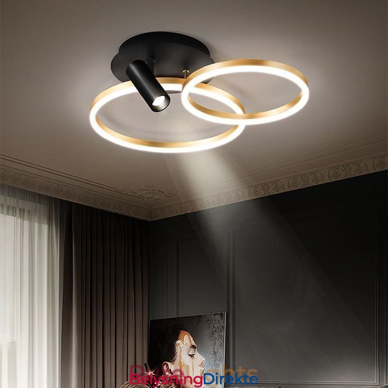 Taklampe Med Børstet Gullfarget Halo-Ringbelysning Spotlight