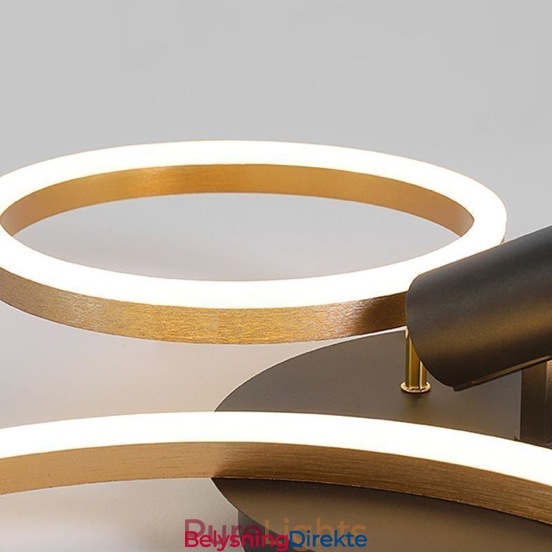 Taklampe Med Børstet Gullfarget Halo-Ringbelysning Spotlight