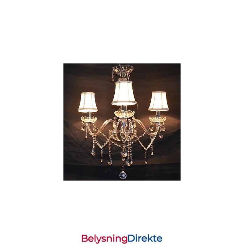 Moderne, Praktfull Lysekrone Med 3 Lys Og Krystallarm