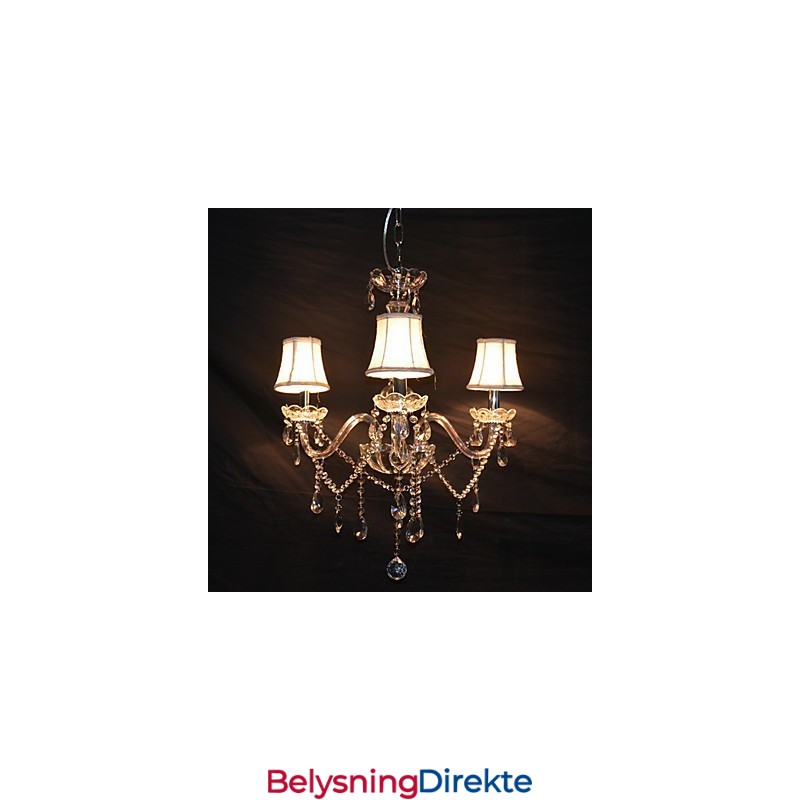 Moderne, Praktfull Lysekrone Med 3 Lys Og Krystallarm