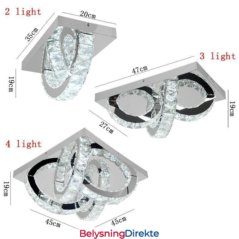 Krystall Taklampe Med Halv Ringformet Innfelling
