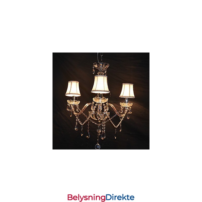 Moderne, Praktfull Lysekrone Med 3 Lys Og Krystallarm
