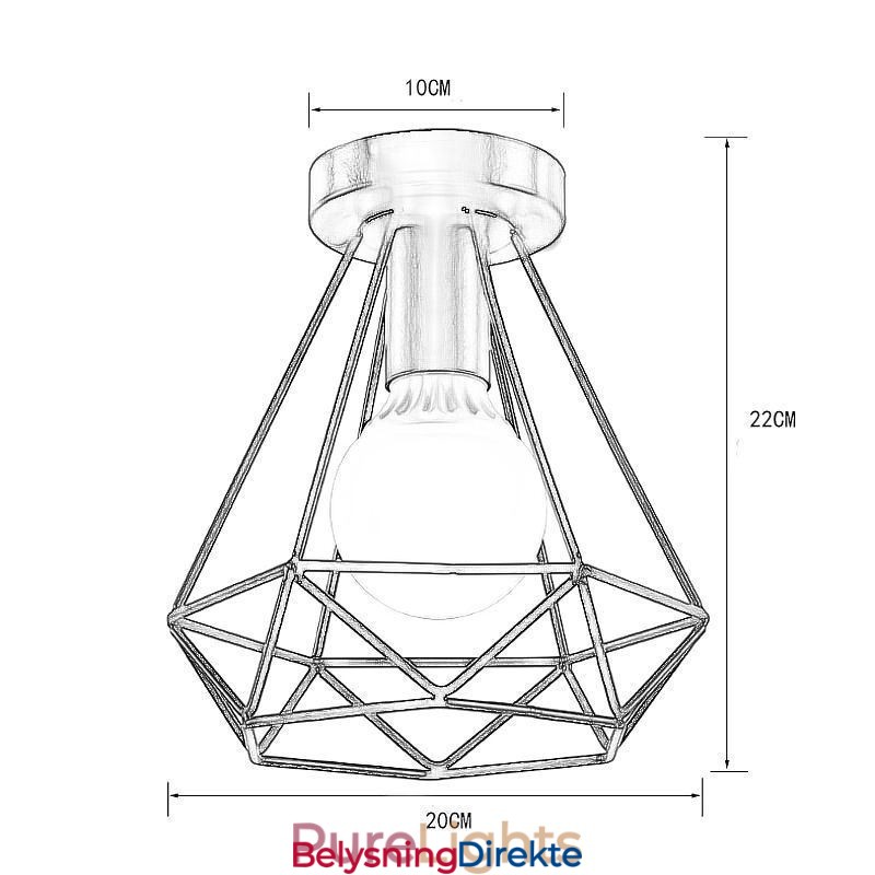 Diamantformet Innfelt Taklampe