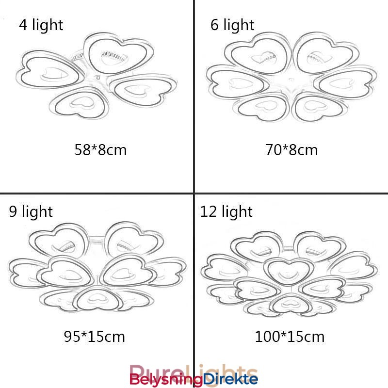 Hjerteformet Kronbladslampe I Takmontering