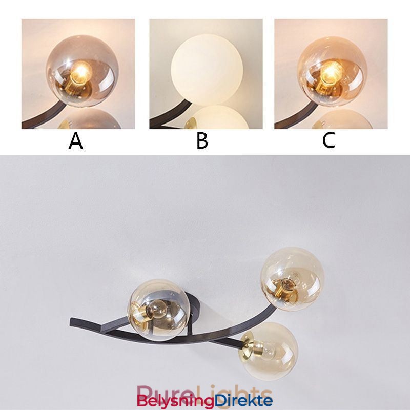 Moderne Minimalistisk Gren Innfelt Glasskuletaklampe