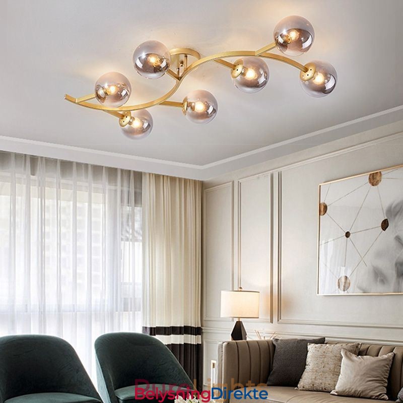 Moderne Minimalistisk Gren Innfelt Glasskuletaklampe