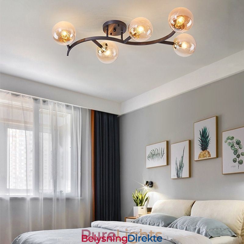 Moderne Minimalistisk Gren Innfelt Glasskuletaklampe