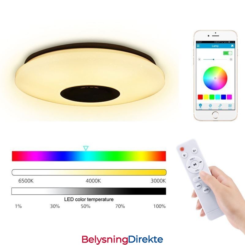 Fargerik Taklampe Med Innfelt Montering Og Timerfunksjon For Bluetooth-Høyttaler