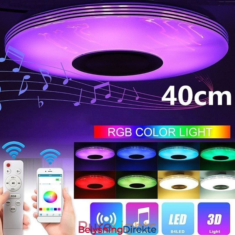 Innfelt Taklampe Dekorativ Lampe Fjernkontroll Med App Bluetooth-Høyttaler