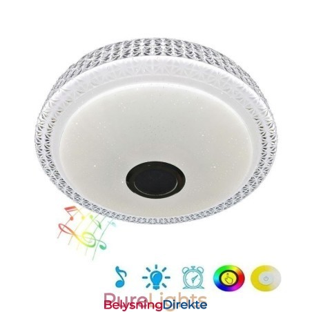 Dekorativ Taklampe Med Fjernkontroll Og Appkontroll Bluetooth-Høyttaler Med Musikk, Innfelt Montering